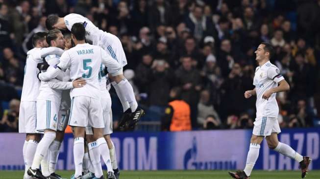 Pemain Real Madrid rayakan gol ke gawang Borussia Dortmund [AFP]