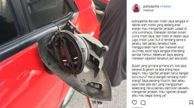 Viral, Spion Mobil Rusak Ditendang Rombongan Pengantar Jenazah