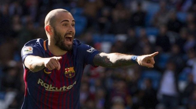 Reaksi Aleix Vidal usai menjebol gawang Real Madrid [AFP]