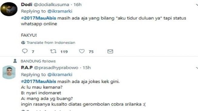 Tweet penutupan tahun 2017. [Twitter]