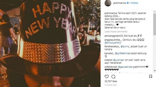 Postingan Chicco Jerikho dan Putri Marino di instagram.