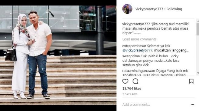 Puisi Vicky Prasetyo untuk Angel Lelga. [Instagram]