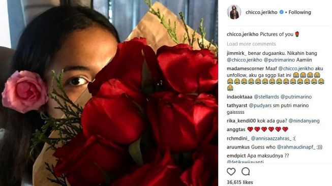 Chicco Jerikho mengunggah foto Putri Marino di Instagram. (Instagram)