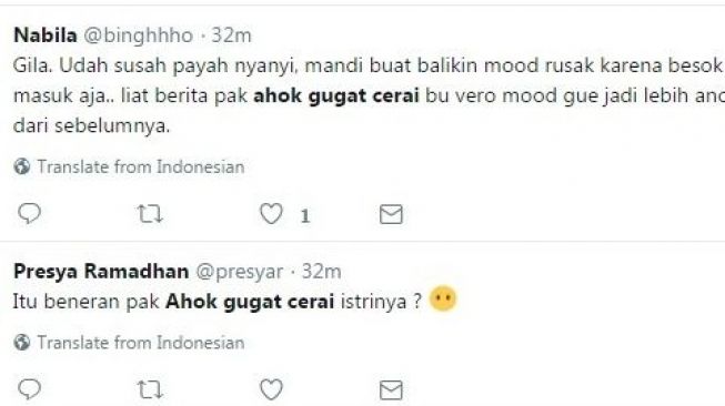 Curhat Netizen Ahok dan Veronica cerai