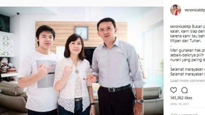 Potret kemesraan Ahok dan Veronica Tan. [Akun Instagram Ahok dan Veronica/screenshot]