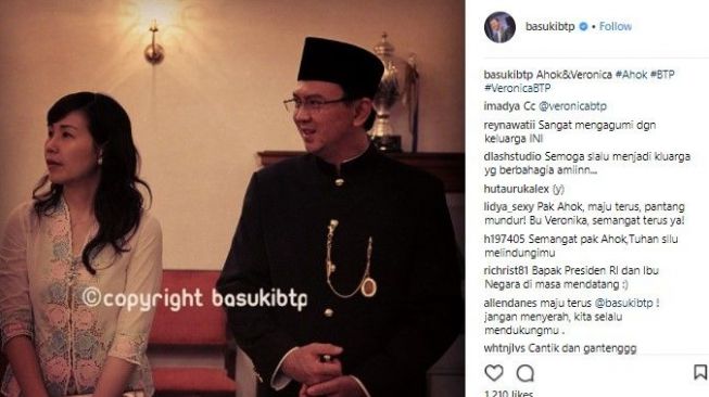 Potret kemesraan Ahok dan Veronica Tan. [Akun Instagram Ahok dan Veronica/screenshot]