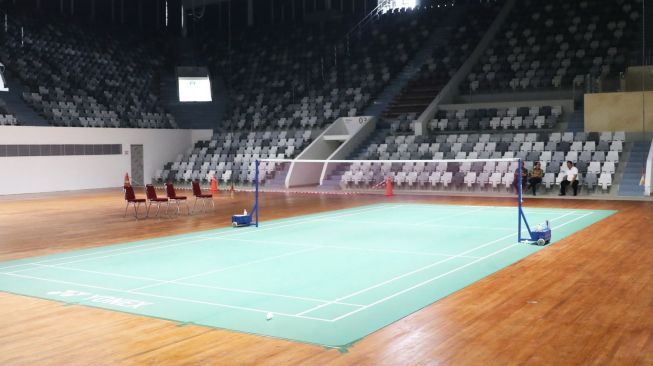 Uji coba Istora Senayan jelang pertandingan bulutangkis Indonesia Masters 2018, 23-28 Januari mendatang. [Humas PBSI]