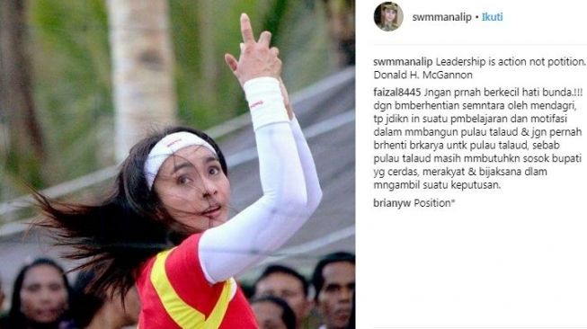 Bupati Talaud Sri Wahyumi Maria Manalip. [Instagram] 