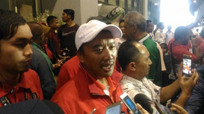 Menteri Pemuda dan Olahraga (Menpora) Imam Nahrawi saat hadir dalam acara pembukaan Piala Presiden 2018 di Stadion GBLA, Bandung, Jawa Barat. (Suara.com/Adie Prasetyo)  