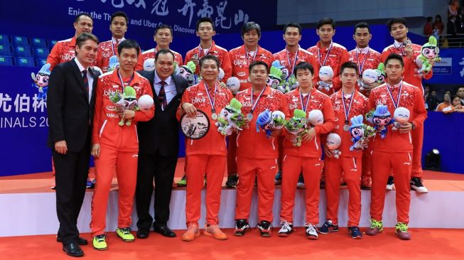 Tim Piala Thomas Indonesia menjadi finalis di ajang Piala Thomas 2016 di Kunshan, Jiangsu, Cina. [Humas PBSI]