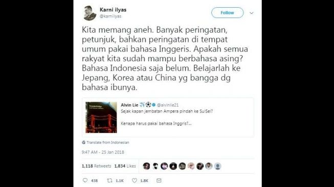 Kicauan Karni Ilyas Ini Bikin Warganet Berdebat, Ada Apa?