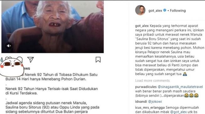 Alexandra Gottardo ingin merawat Nenek Saulina yang akan dipenjara selama satu bulan 14 hari.