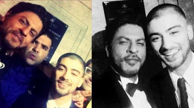 Shahrukh Khan dan Zayn Malik di acara Asian Awards pada 2015 lalu.