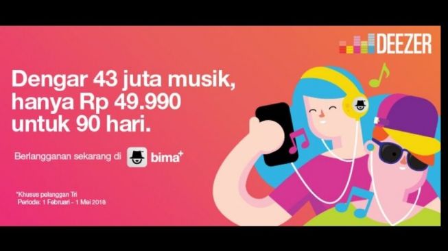 Tri Gandeng Deezer, Langganan Streaming Musik Premium Murah