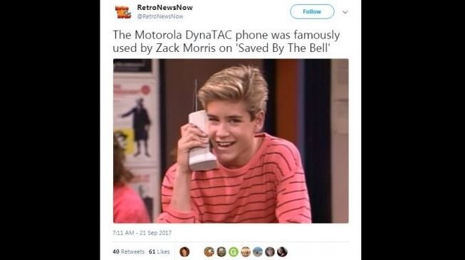 Motorola DynaTAC di serial Save by the Bell. [Twitter]