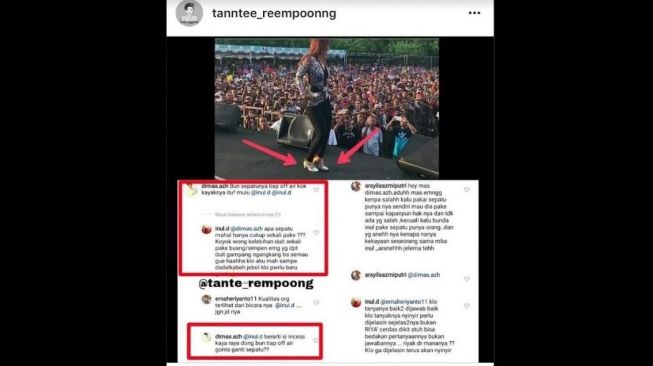 Postingan warganet berkomentar soal sepatu Inul Daratista. [Instagram]