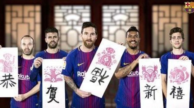 Cara Kreatif Barcelona dan Real Madrid Ucapkan Selamat Imlek