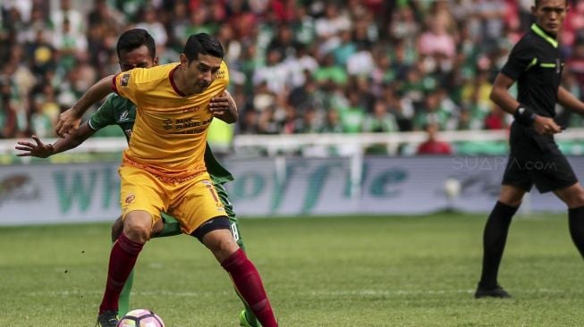 Laga perebutan peringkat ketiga Piala Presiden 2018 di Stadion Utama Gelora Bung Karno (SUGBK), Senayan, Jakarta, Sabtu (17/2/2018), antara Sriwijaya FC vs PSMS Medan. [Suara.com/Kurniawan Mas'ud]