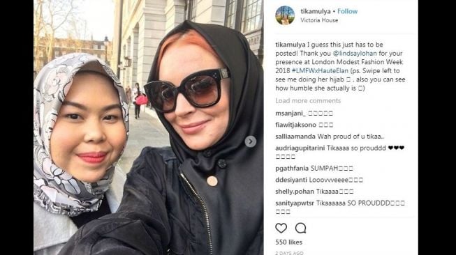 Lindsay Lohan hadiri London Modest Fashion Week (LMFW). [Instagram] 