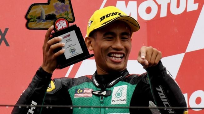 Pebalap asal Malaysia Hafizh Syahrin naik podium tiga di Moto2 Jepang [AFP]