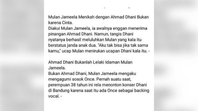 Mulan Jameela. (Sumber: Instagram)