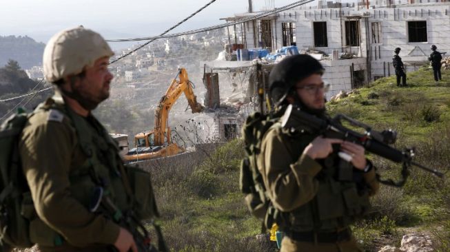 Bentrok tentara Israel dan demonstran Palestina. [AFP]