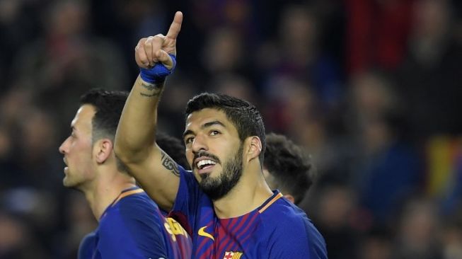 Penyerang Barcelona, Luis Suarez (AFP/Lluis Gene)