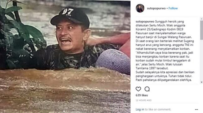 Selamatkan Warga yang Hanyut, Aksi Prajurit Ini 'Banjir' Pujian