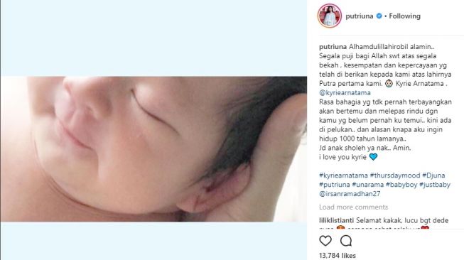 DJ Una mengumumkan kelahiran anak pertamanya di Instagram.