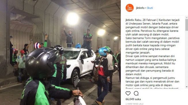 Kasus Perusakan Mobil di Senen, Dua Driver Ojol Jadi Tersangka