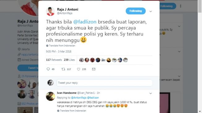 Tweet Raja Juli Antoni 