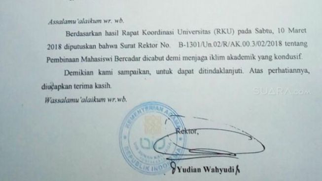 Surat UIN Sunan Kalijaga. [Suara.com/Wita Ayodhyaputri]