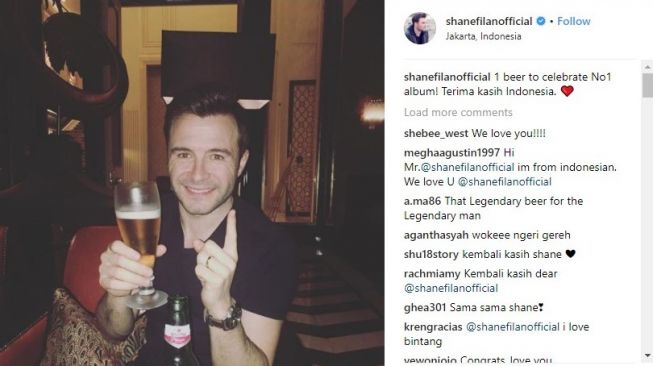 Shane Filan memposting Bir Bintang di akun Instagramnya. (@shanefilanofficial/Instagram)