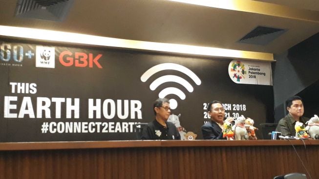 GBK ikut serta Earth Hour. (suara.com/Risna Halidi)