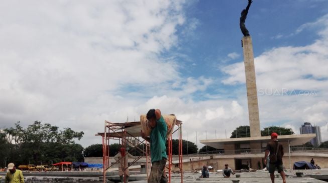  Revitalisasi Lapangan Banteng, di Jakarta, Jumat (16/3).