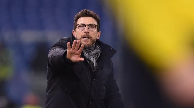 Pelatih AS Roma Eusebio Di Francesco. Filippo MONTEFORTE / AFP