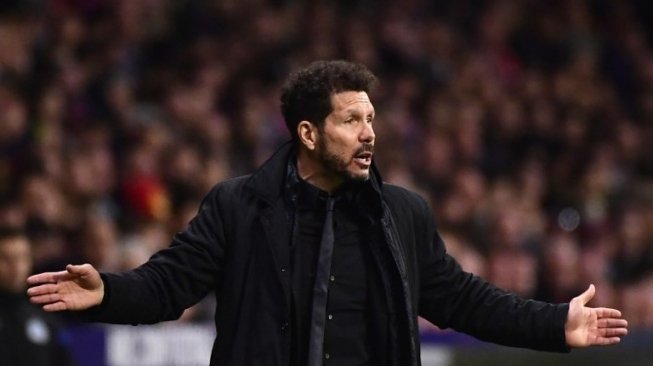 Pelatih Atletico Madrid Diego Simeone.PIERRE-PHILIPPE MARCOU / AFP