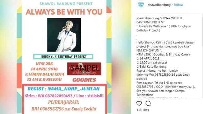 Kepedulian untuk Jonghyun ‘SHINee’ dari Para Fans, Always Be With You. [Instagram]