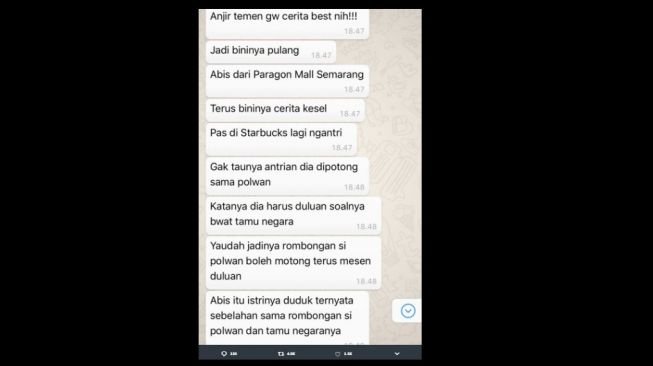 Postingan curhat ibu-ibu soal tamu negara. [Twitter/@@MainSamaKohBram]