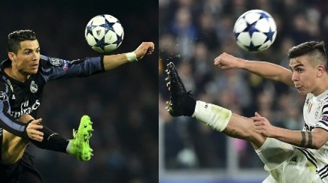 Kolase foto pemain Madrid Cristiano Ronaldo dan pemain Juventus Paulo Dybala [AFP]