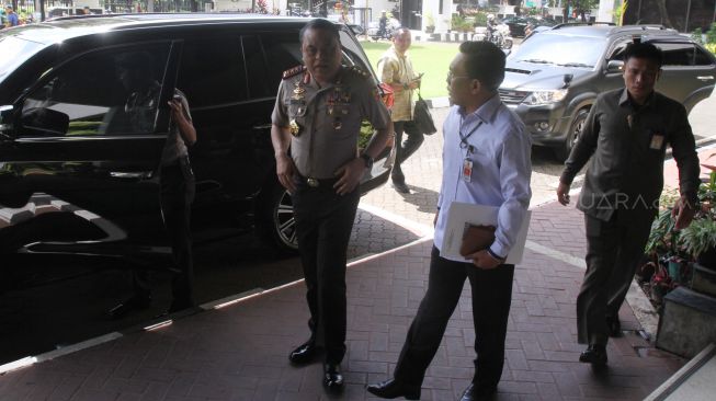 Wakapolri Komjen Pol Syafruddin bertemu dengan Menteri Agama Lukman Hakim Saifuddin di kantor Kementrian Agama, Jakarta, Rabu (4/4). 