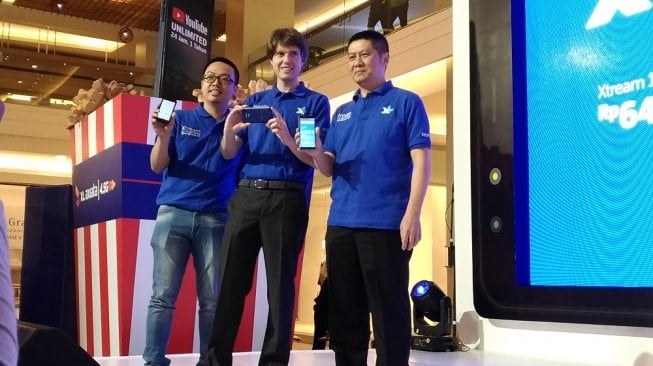 PT XL Axiata meluncurkan ponsel 4G Xtream di Jakarta, Jumat (6/4). [Suara.com/Manuel Jeghesta Nainggolan]