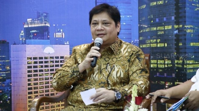 Menteri Perindustrian Airlangga Hartarto di Jakarta. [Suara.com/Dian Kusumo Hapsari]