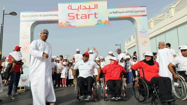 Acara kegiatan 2018 Asian Games OCA Fun Run di Muscat, Oman, pada Minggu (15/4/2018). [Dok. INASGOC]