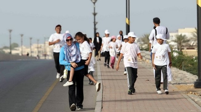 Acara kegiatan 2018 Asian Games OCA Fun Run di Muscat, Oman, pada Minggu (15/4/2018). [Dok. INASGOC]