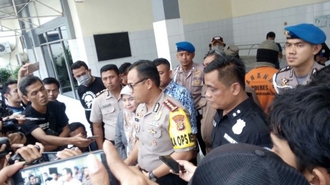 Polisi memberikan keterangan terkait penangkapan bandar narkoba di Tangerang [Suara.com/Anggy Muda]