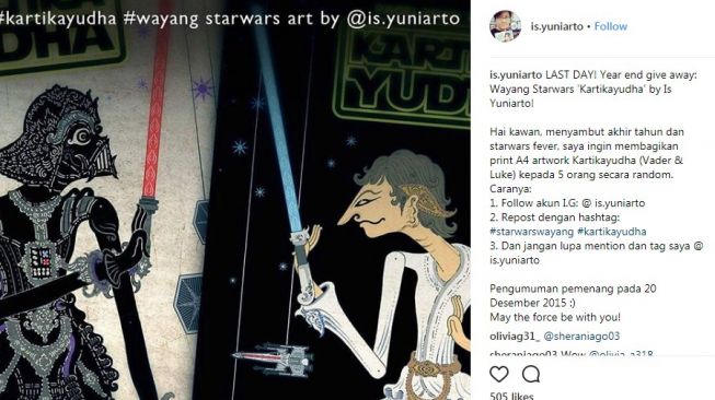 Wayang kulit modern buatan Is Yuniarto. [Instagram]