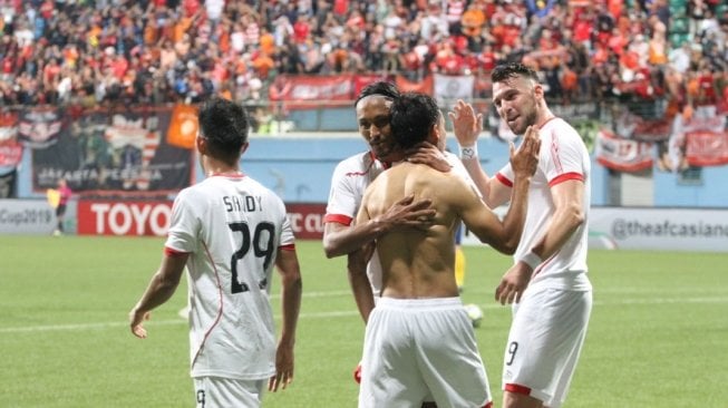  Selebrasi Pemain Persija usai bobol gawang Tampines Rovers (dok. Media Persija).