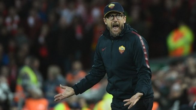 Pelatih AS Roma Eusebio Di Francesco. Filippo MONTEFORTE / AFP 