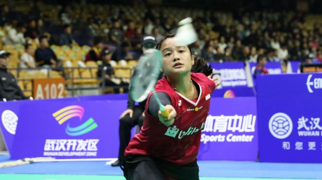 Pebulutangkis tunggal putri Indonesia, Hanna Ramadini, saat tampil di babak pertama Badminton Asia Championships (BAC) 2018 menghadapi Lee Jang Mi (Korea Selatan), Rabu (25/4). [Humas PBSI]